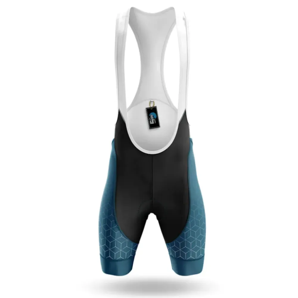 Cycling Bibs Hexagon Pattern White/Teal/Black