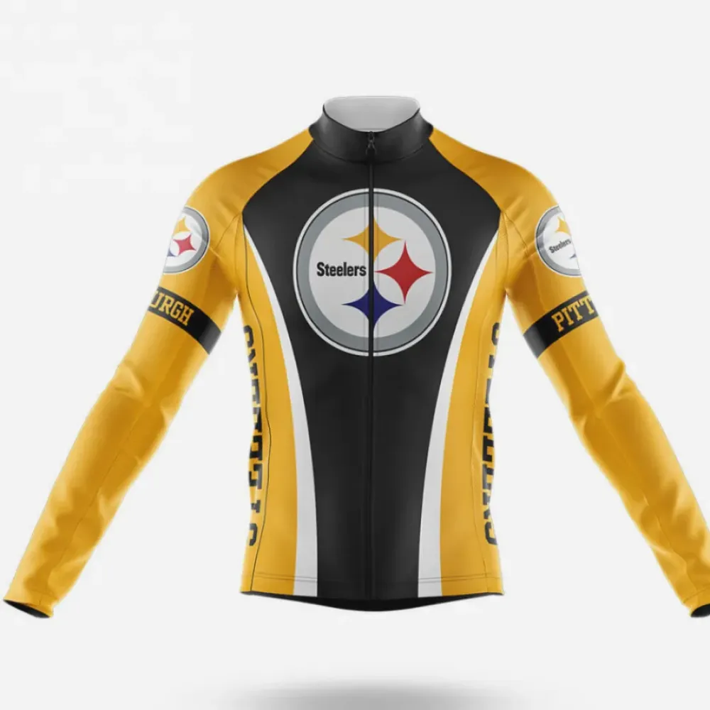 Pittsburgh Steelers Long Sleeve Cycling Jersey Black/Yellow/White