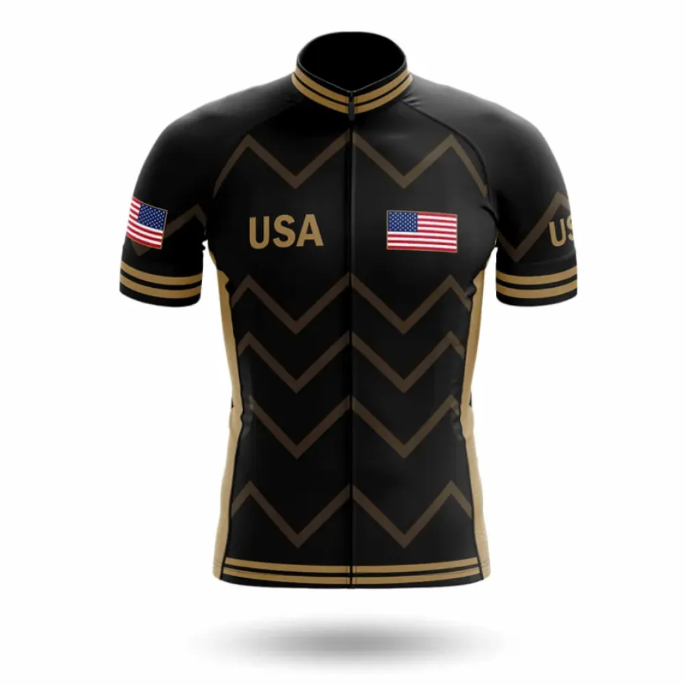 USA V17 Cycling Jersey Black/Gold/USA