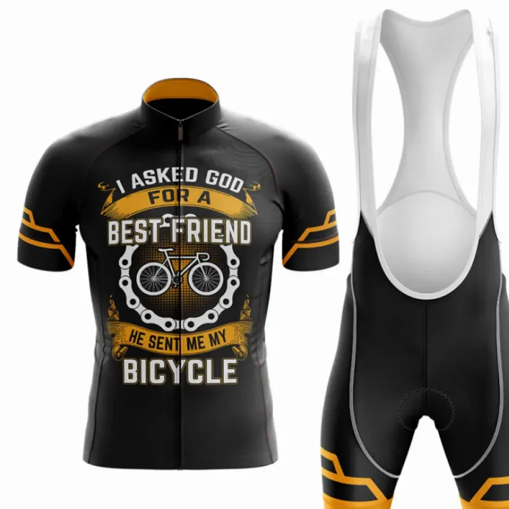 God Sent Me A Bicycle Cycling Kit Full Set Black/Yellow/White