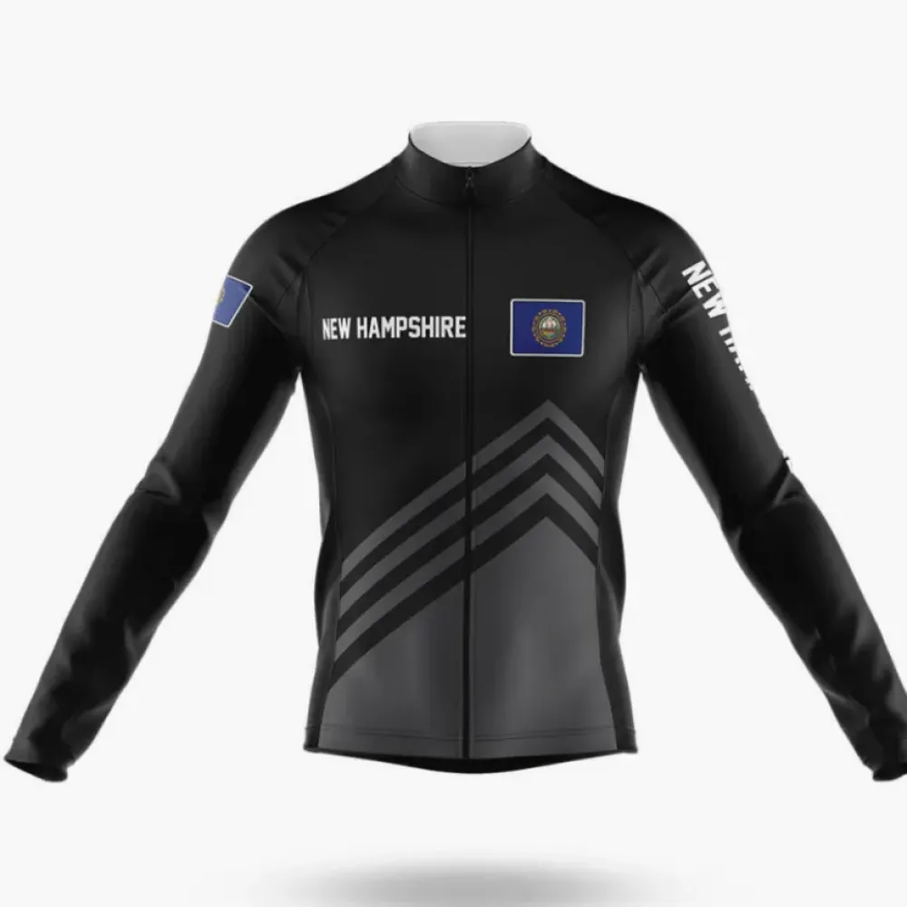 New Hampshire S4 Black Long Sleeve Cycling Jersey Black/White/Grey