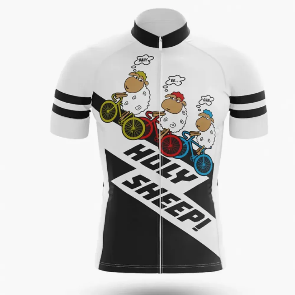 Holy Sheep Cycling Jersey Sheep Riding Bikes White/Black/Grey