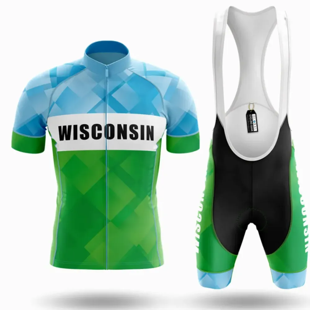 Wisconsin S3 Cycling Kit Full Set Green/Blue/White