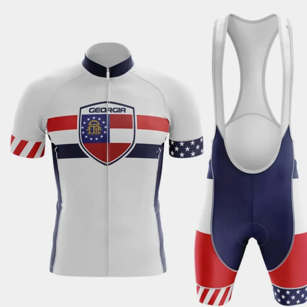 Georgia V5 Cycling Kit Full Set White/Red/Navy