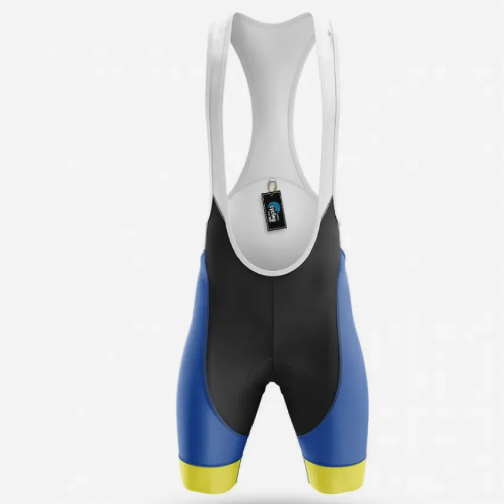 Cycling Tour Bibs Breathable Blue/White/Yellow