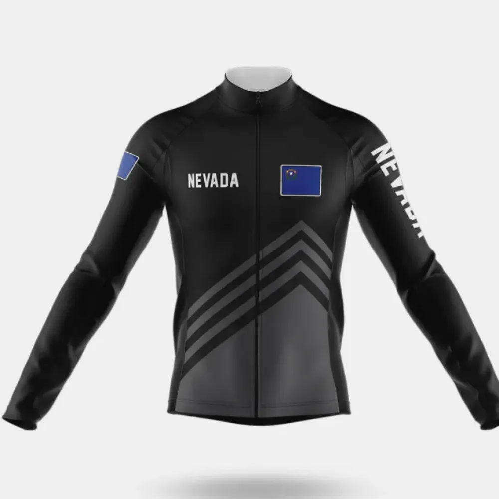 Nevada S4 Black Cycling Jersey Long Sleeve Blue/Black/White