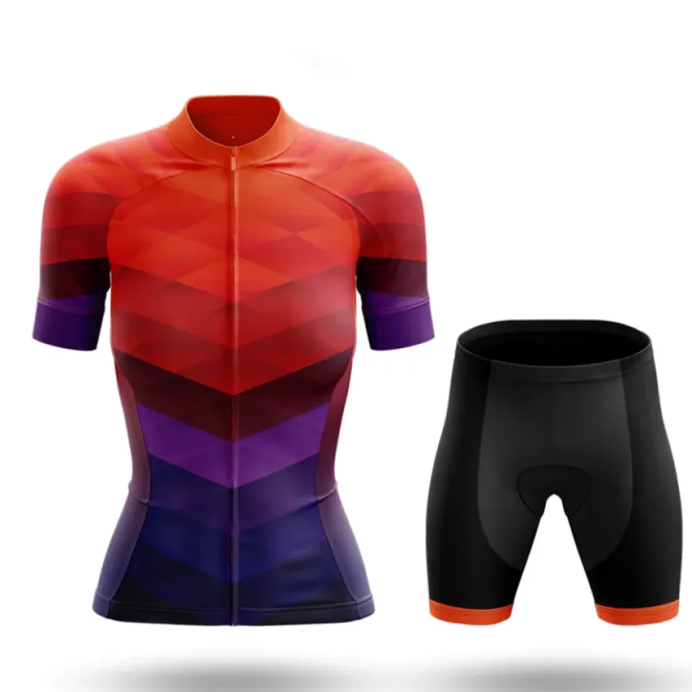Sunset Women's Cycling Kit Geometric Purple/Orange/Navy