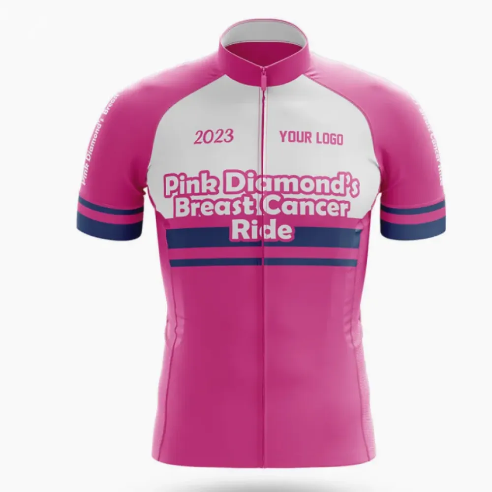 Pink Diamond 2023 Cycling Jersey Breast Cancer Awareness Pink/White/Dark Blue