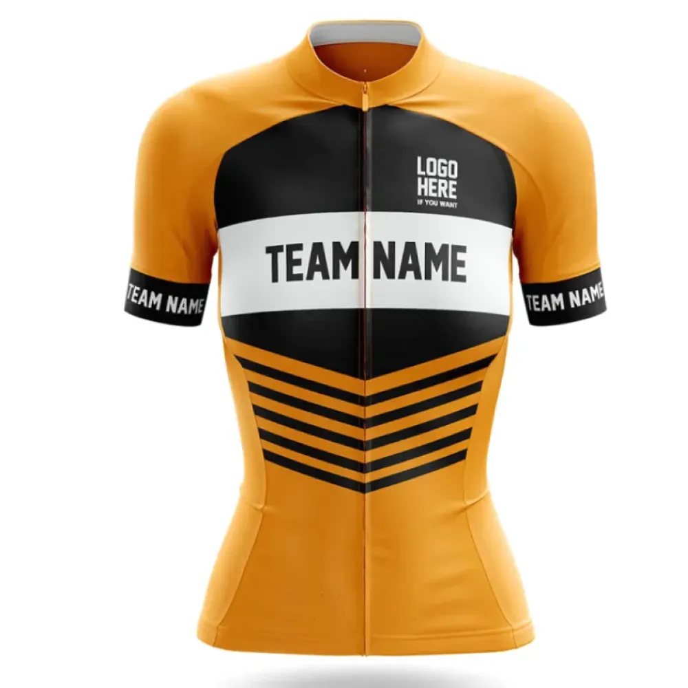 Women's Cycling Jersey Custom Team Name V20 Yellow/Black/White