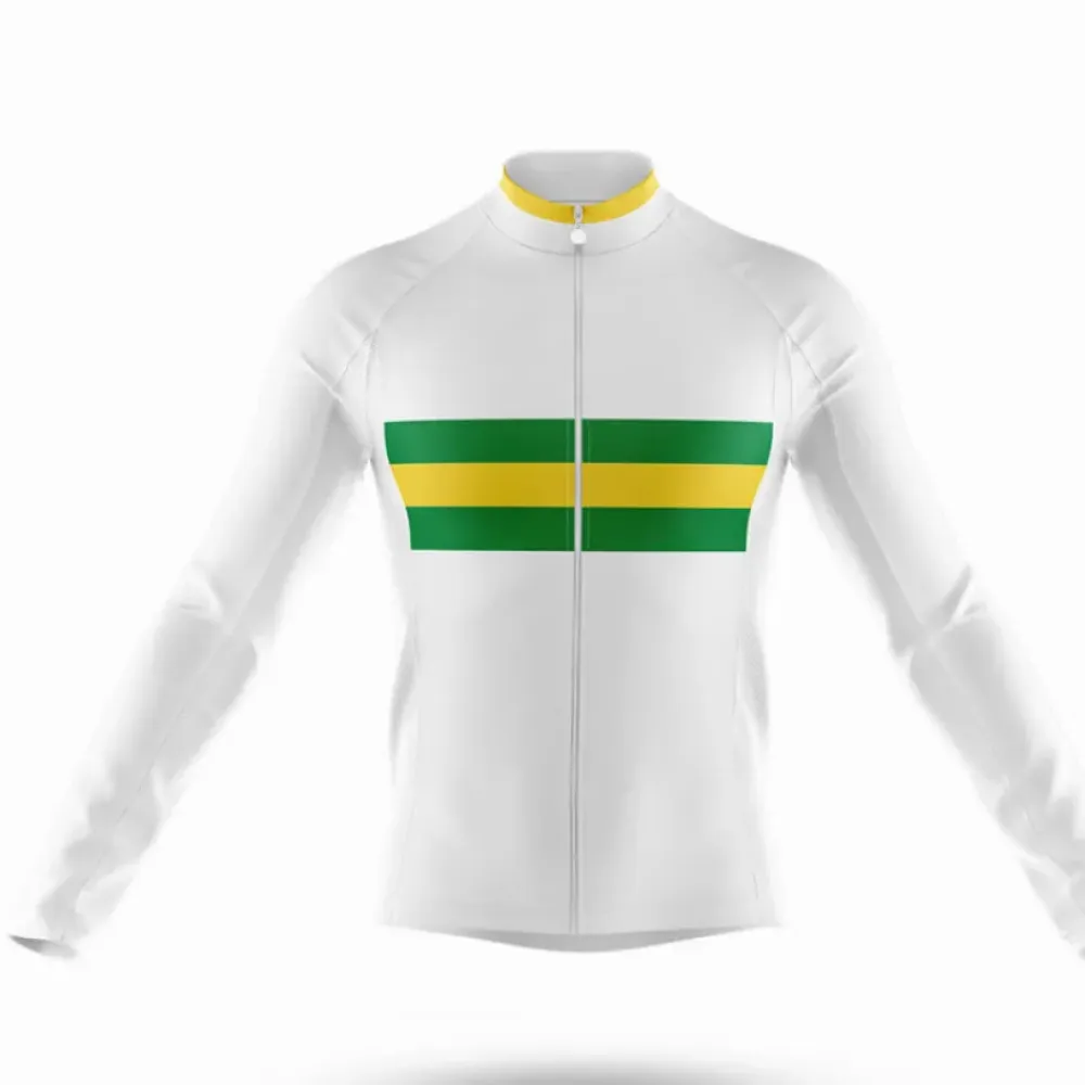 Cycling Australia Long Sleeve Jersey Australian Flag White/Green/Yellow