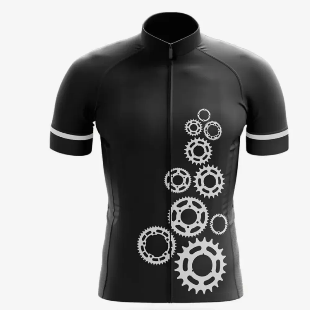 Bicycle Cog Cycling Jersey Black/White/Grey