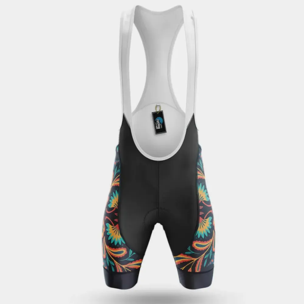 Cycling Bibs Jaguar Folk Floral Black/Orange/Green
