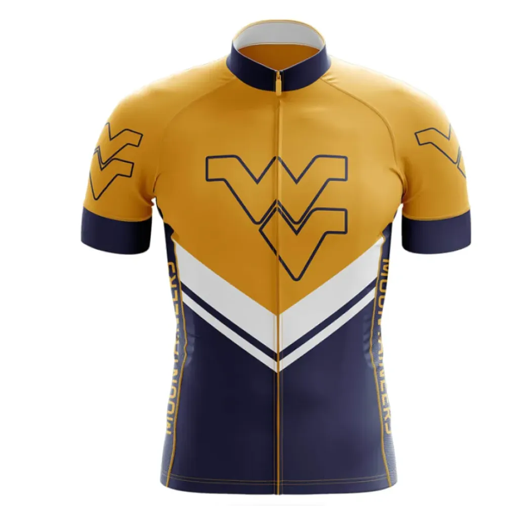 West Virginia University Cycling Jersey Ver.3 V Design Navy/Yellow/White