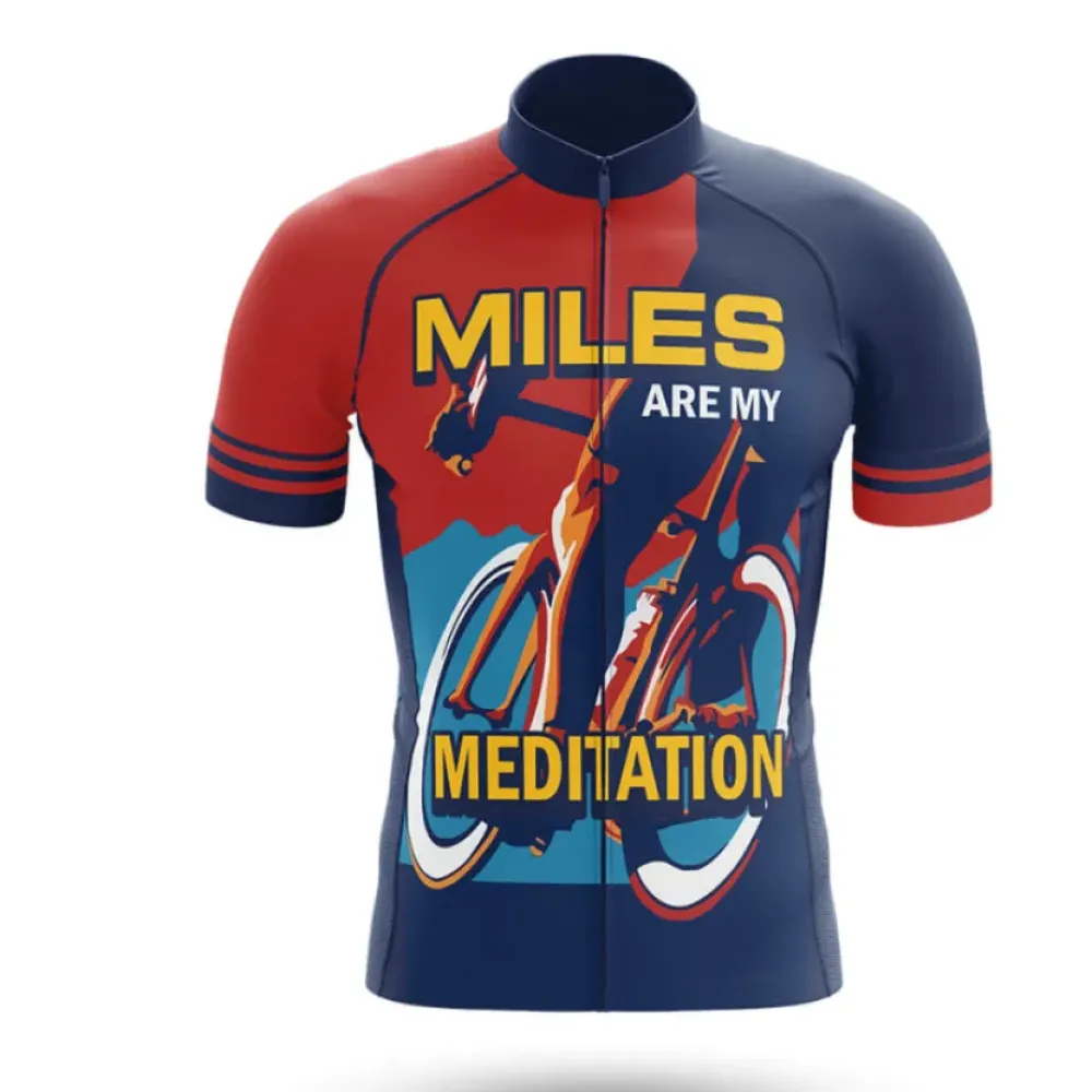 Miles Are My Meditation Cycling Jersey Navy/Red/Grey