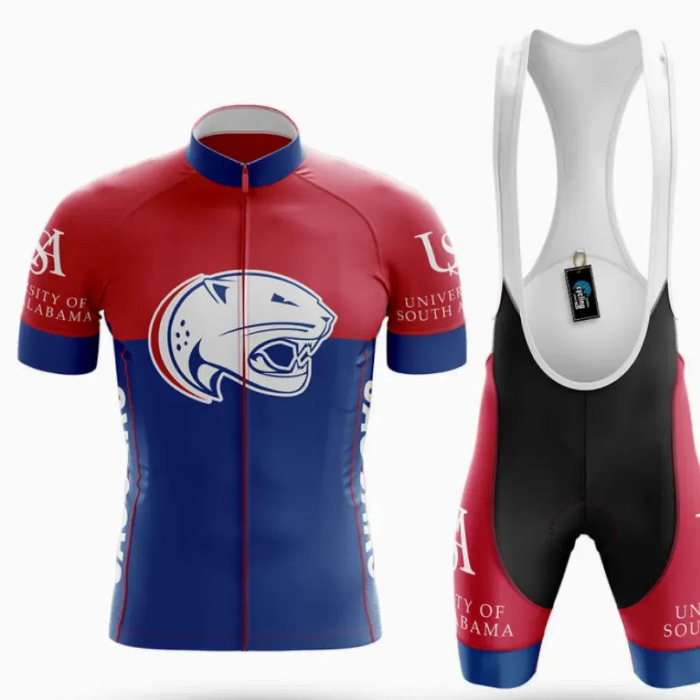 University of South Alabama Cycling Kit Full Set Ver.2 Unique Design Red/Blue/White