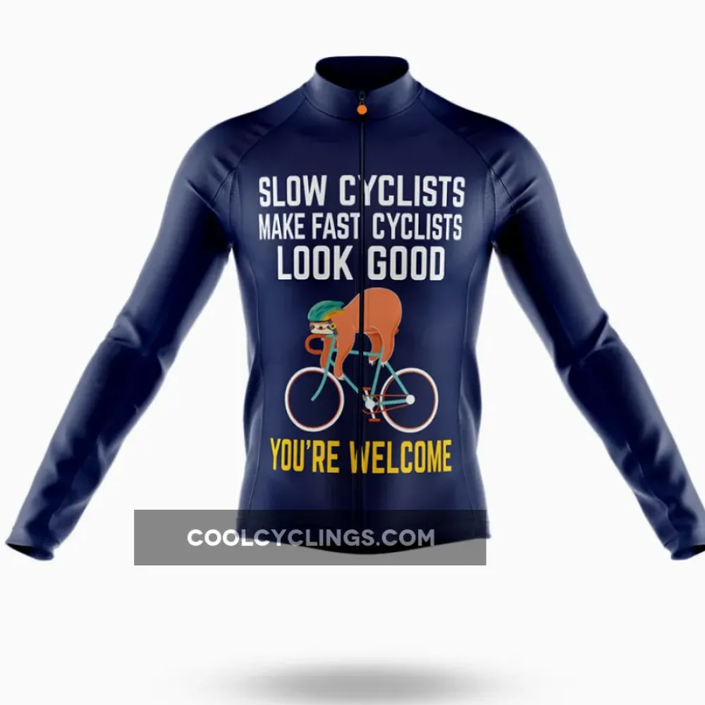 Slow Cyclist Long Sleeve Cycling Jersey Ver.3 Navy/Gold/Orange