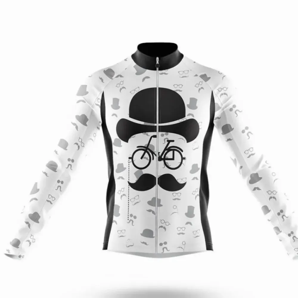Subrosa The Older I Get Long Sleeve Cycling Jersey Mustache/Hat/Glasses White/Black/Silver