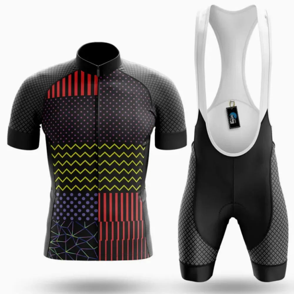 Cycling Kit Retro Patterns Black/Purple/Red