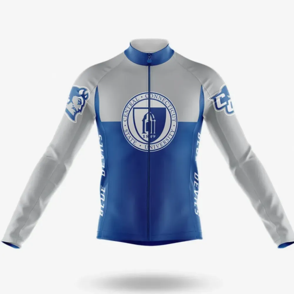 Central Connecticut State University Long Sleeve Cycling Jersey Blue/White/Grey