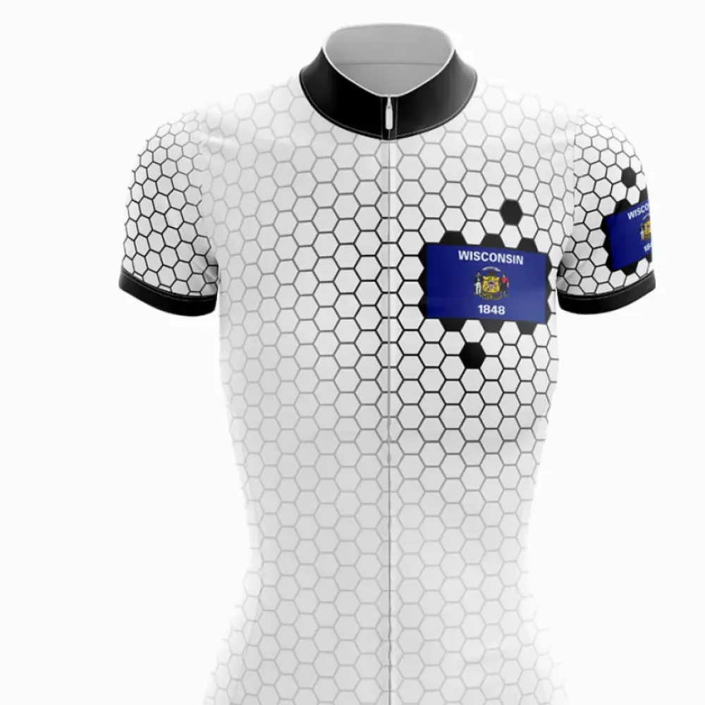 Wisconsin V7 Cycling Jersey White/Black/Grey