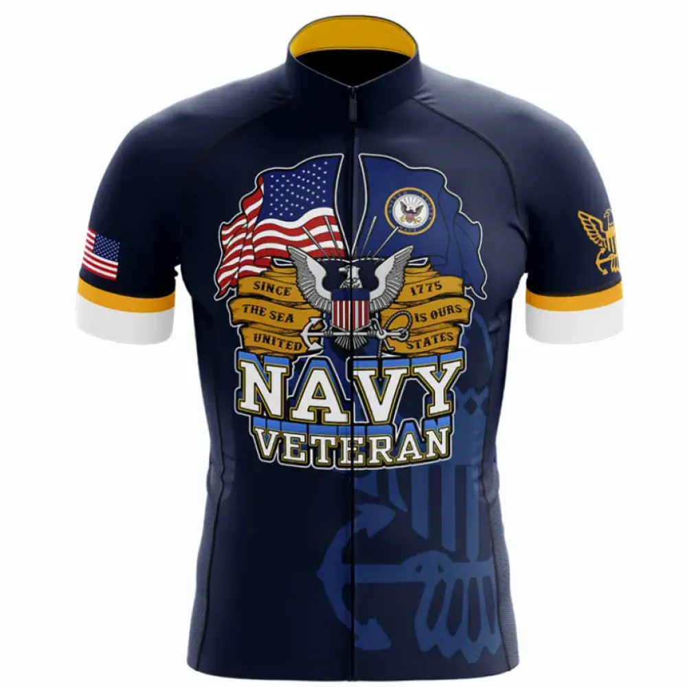 U.S. Navy Veteran Cycling Jersey American Pride Blue/Yellow/White