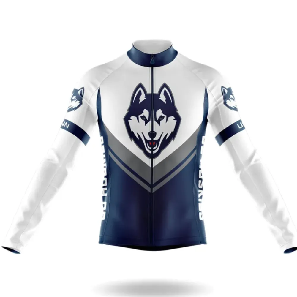 University of Connecticut Long Sleeve Cycling Jersey Ver.3 Wolf Navy/White/Grey