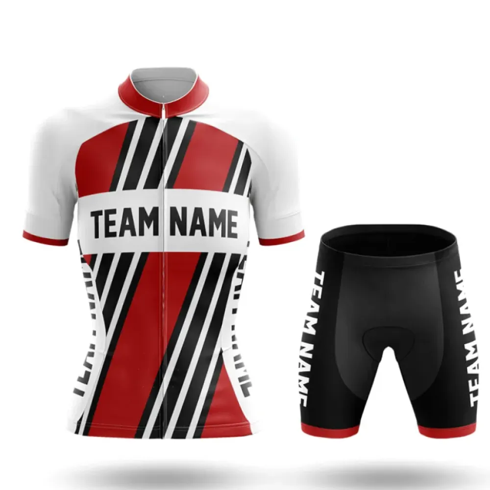 Custom Team Name M5 Women's Cycling Kit Red/White/Black