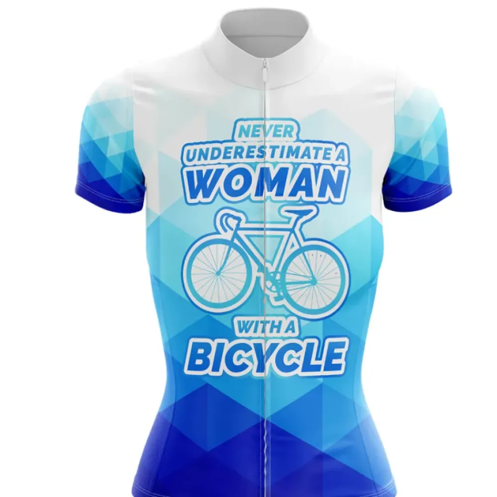 Woman Cycling Jersey Never Underestimate Blue/White/Purple