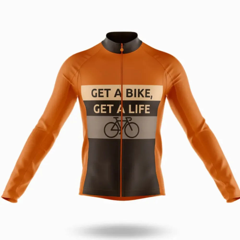 Cycling Jersey Get A Bike Orange/Black/Brown