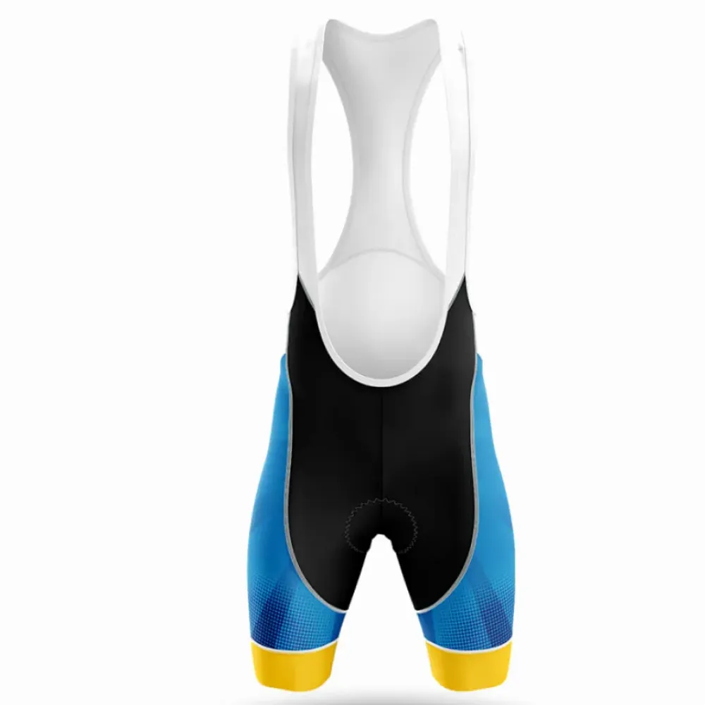 Custom Men's Cycling Bibs Breathable Yellow/Blue/White