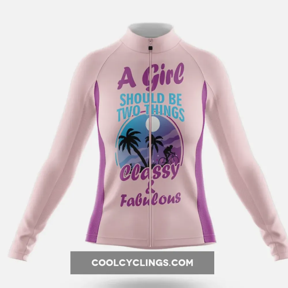 Classy And Fabulous Women Long Sleeve Cycling Jersey Pink/Purple/Light Pink