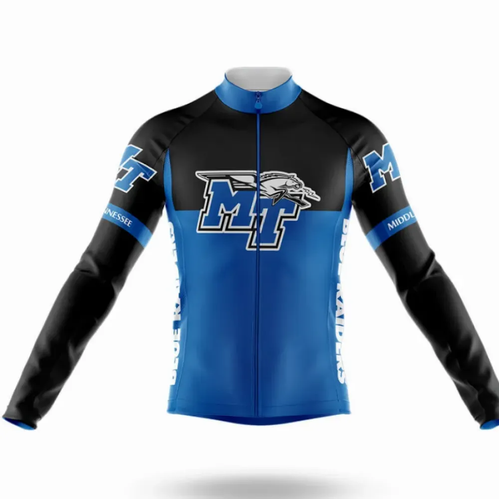 Middle Tennessee State University Long Sleeve Cycling Jersey Blue/Black/White