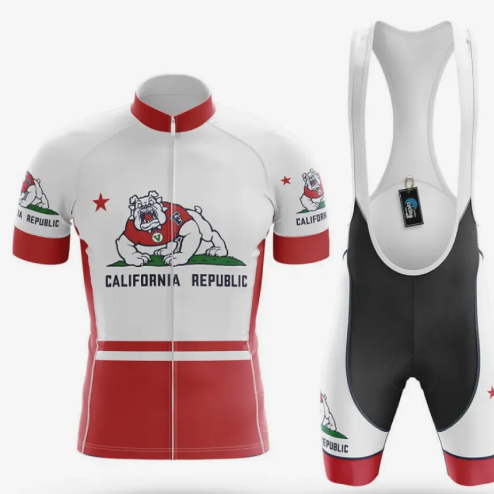 California Republic Cycling Kit Full Set White/Red/Black