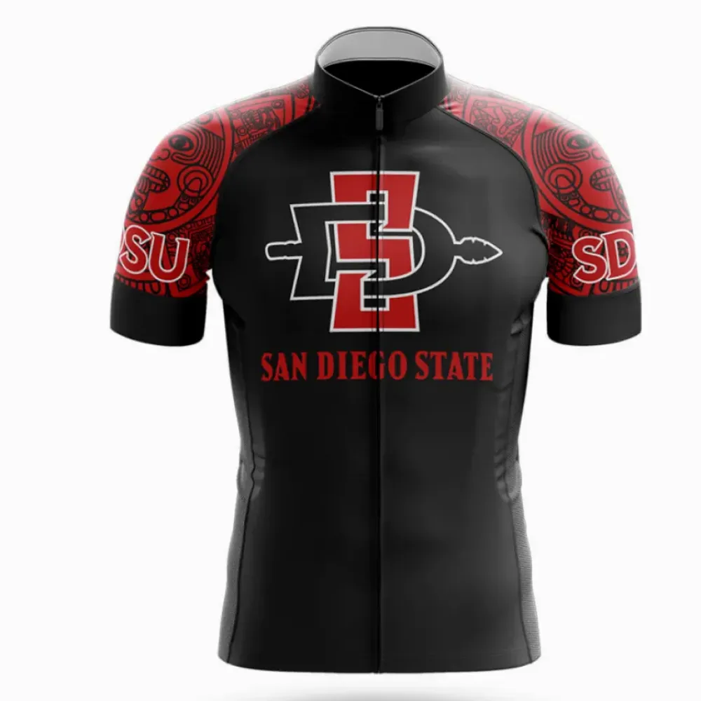 San Diego State University Cycling Jersey Unique Design Black/Red/Grey