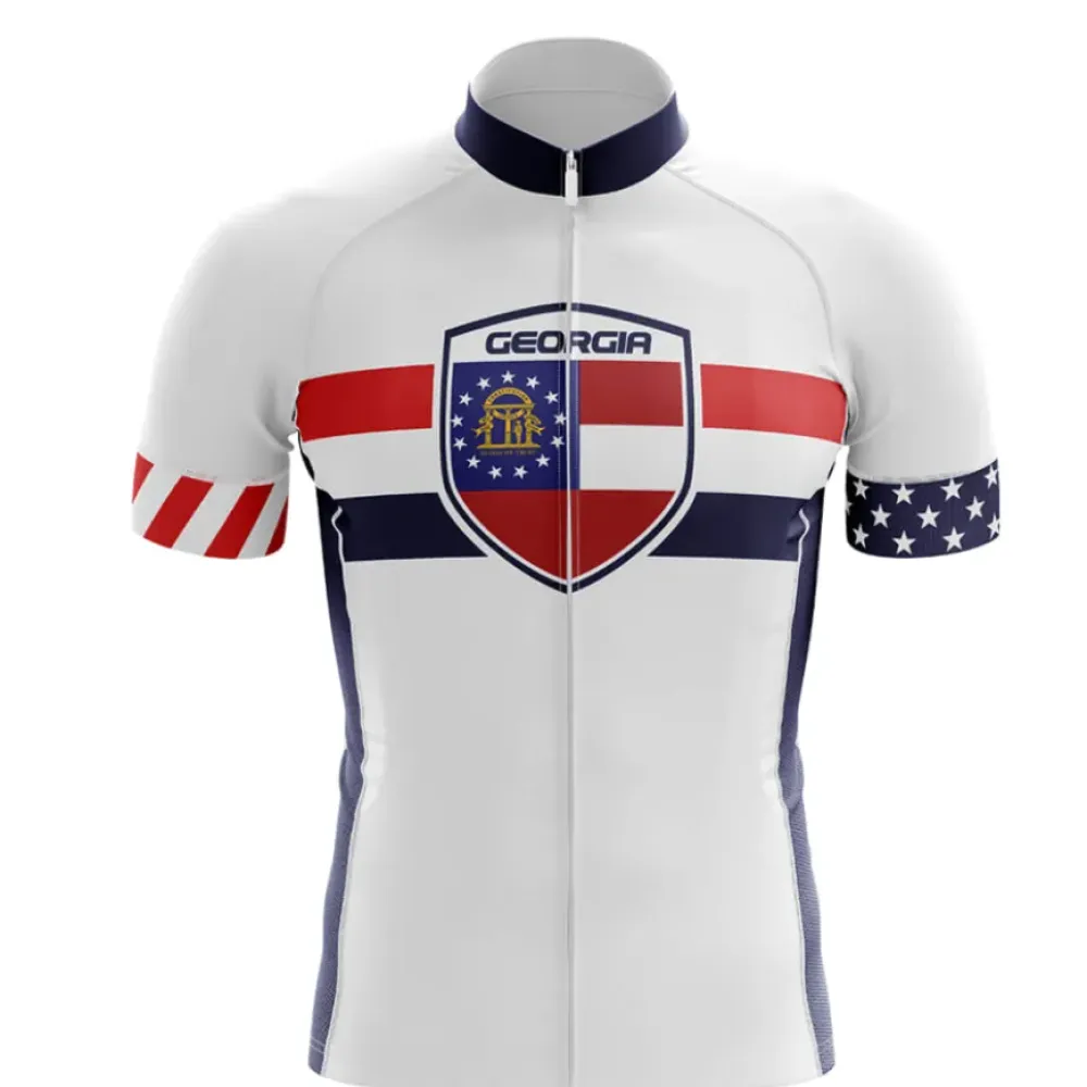 Georgia V5 Cycling Jersey American Flag White/Red/Navy