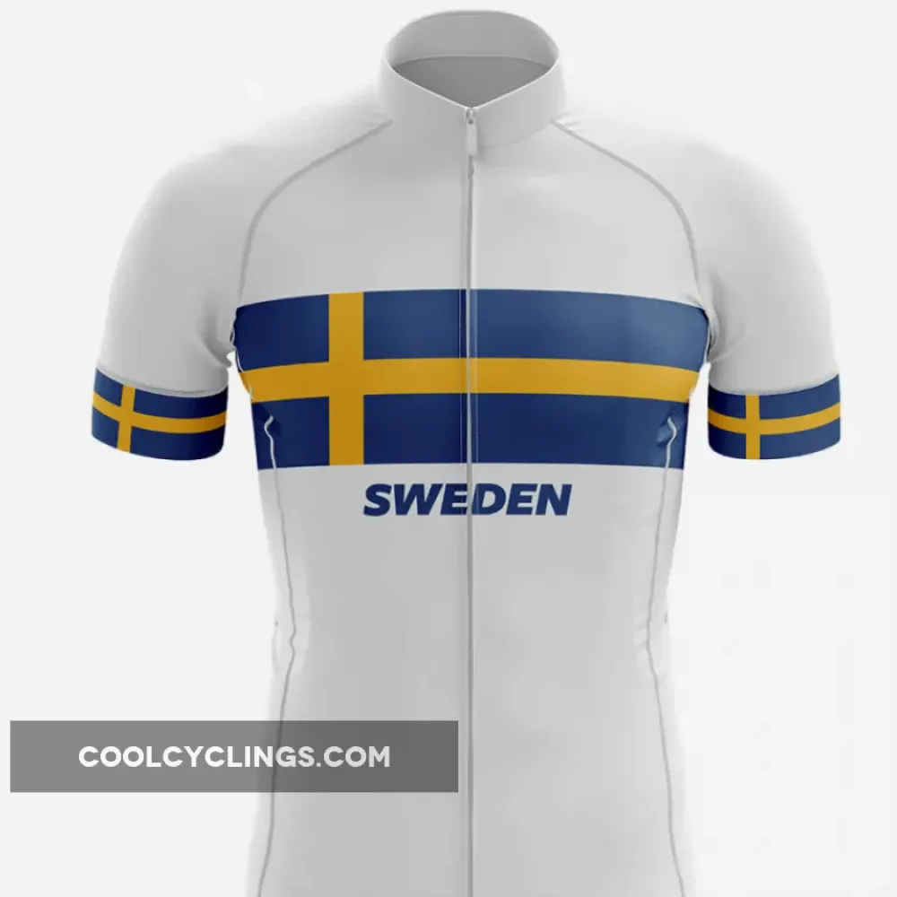 Sweden V4 Cycling Jersey White/Dark Blue/Gold