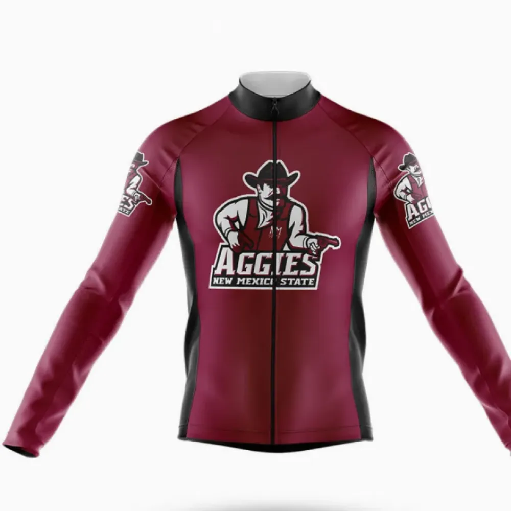 New Mexico State Aggies Long Sleeve Cycling Jersey Maroon/Black/Burgundy