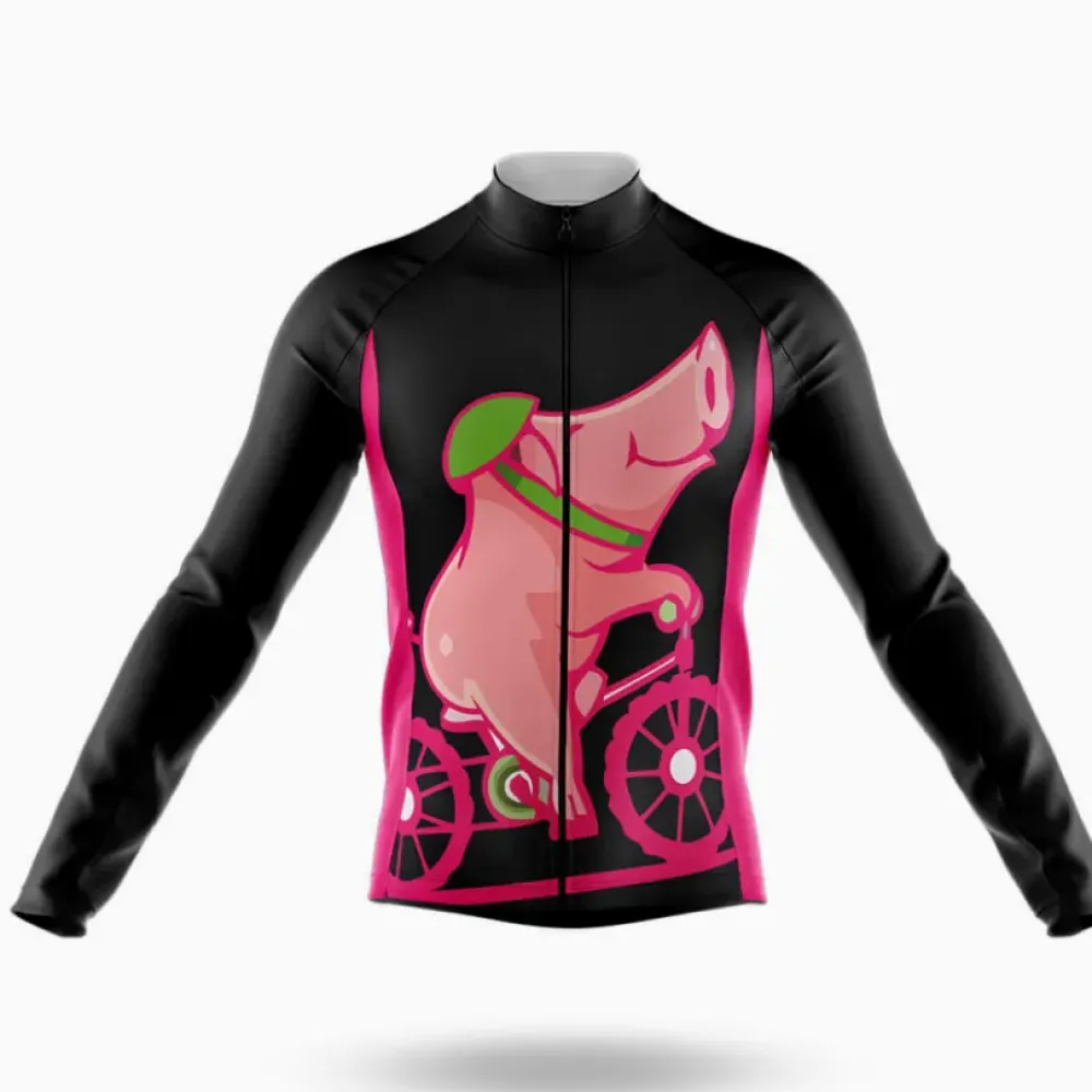 Cycling Jersey Pig Unique Design Black/Pink/Green