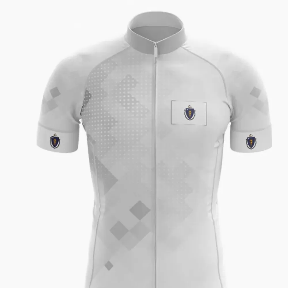 Massachusetts Cycling Jersey Ver.2 Geometric Pattern White/Grey/Black