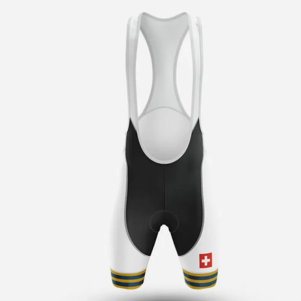 Switzerland V15 Cycling Bibs Breathable White/Black/Gold