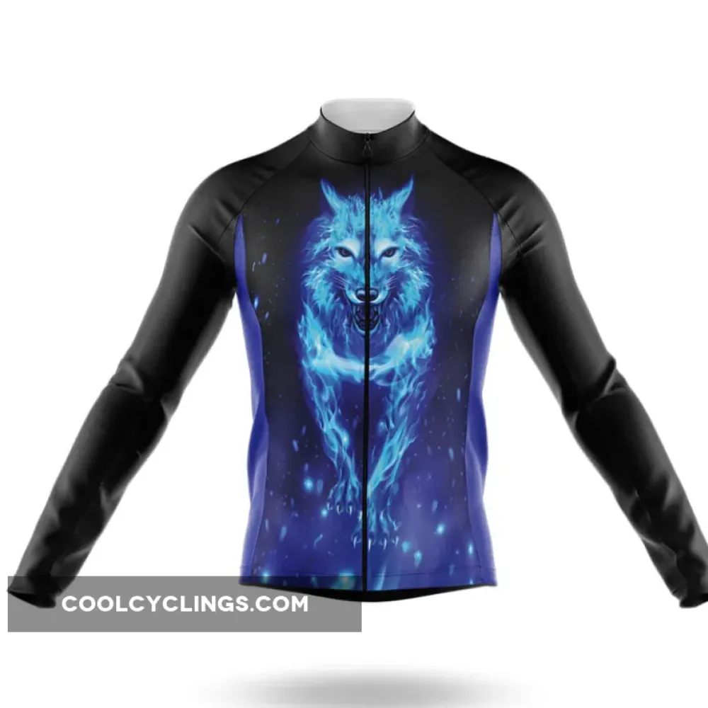 Wolf Long Sleeve Cycling Jersey Fierce Blue/Black/Purple