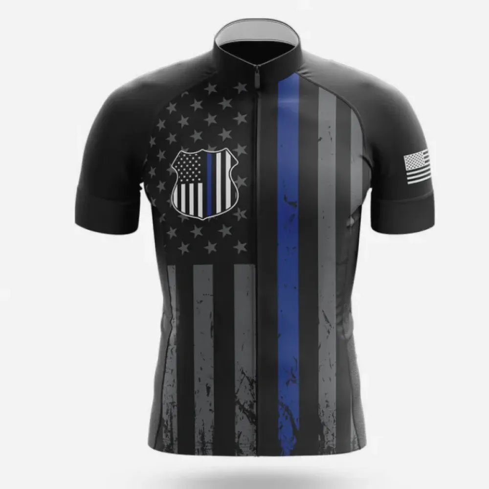 Thin Blue Line V4 Cycling Jersey Black/Blue/White