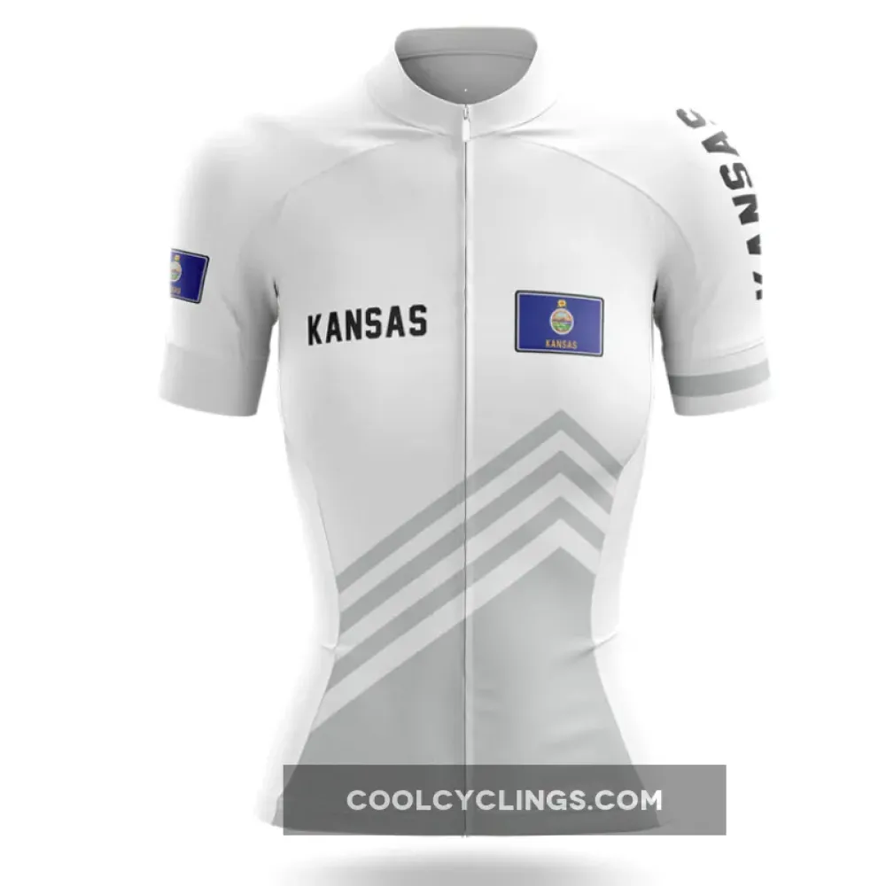 Kansas S4 White Women Cycling Jersey White/Grey/Blue