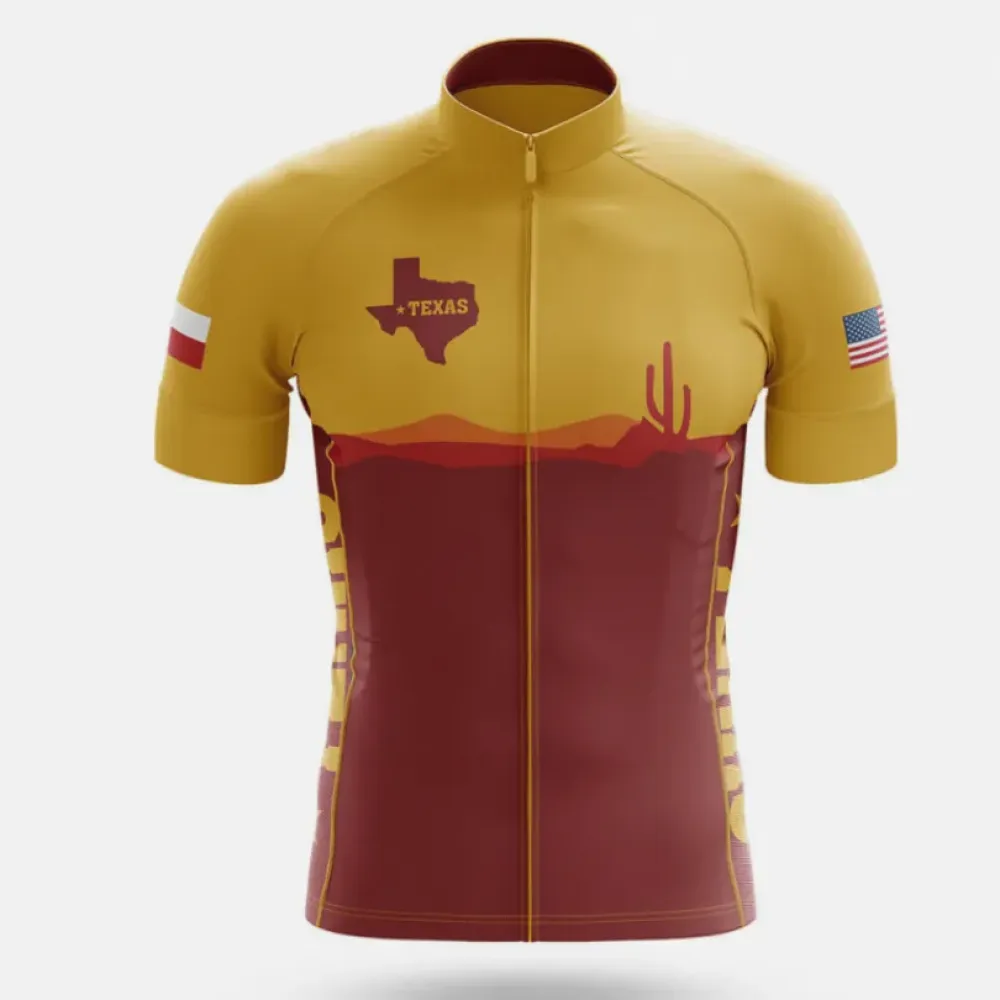 Texas Cycling Jersey Desert Gold/Burgundy/Red