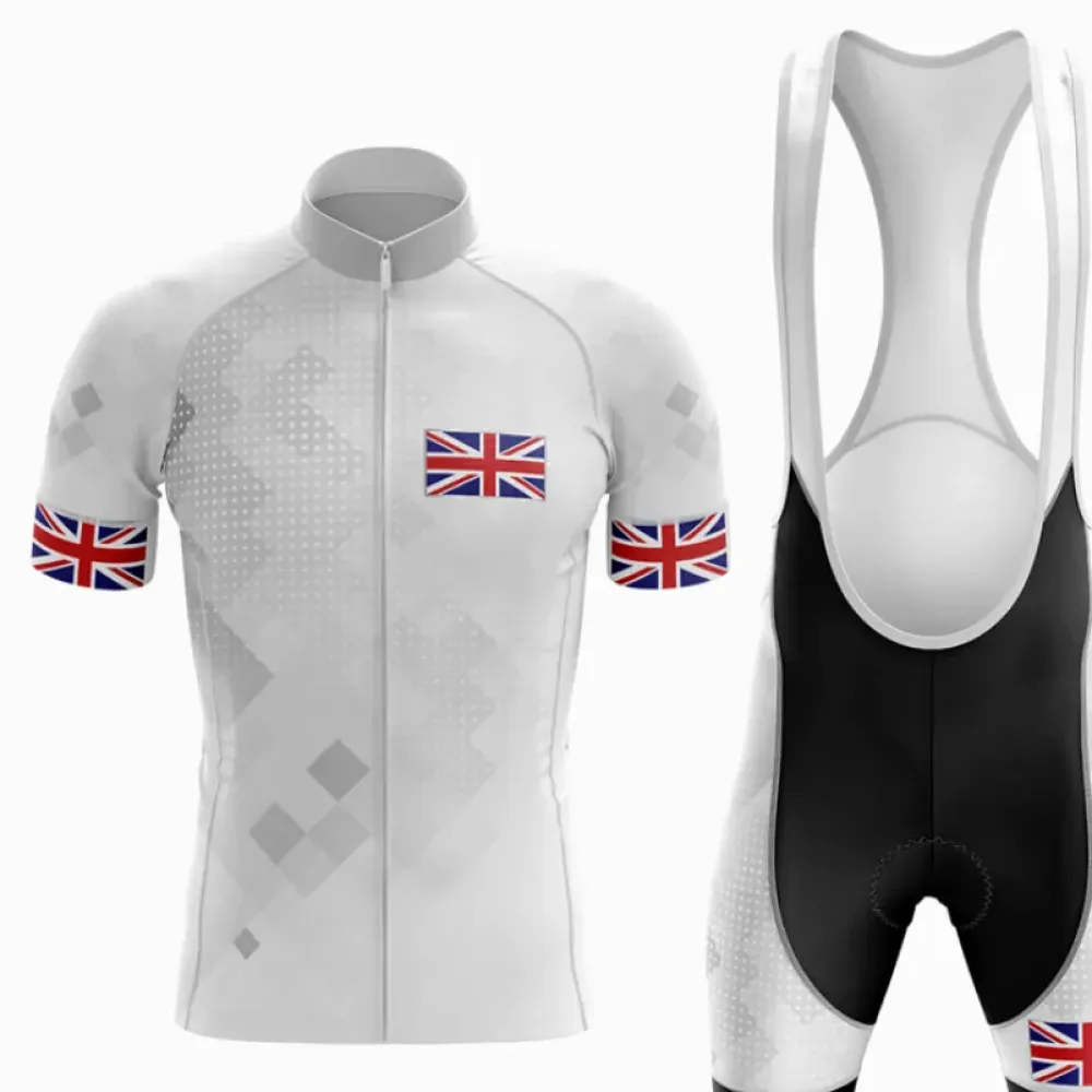 United Kingdom Cycling Kit British Flag White/Black/Grey