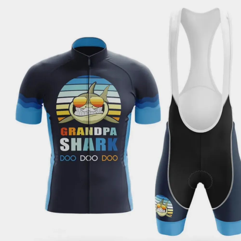 Grandpa Cycling Kit Funny Shark Navy/Blue/White