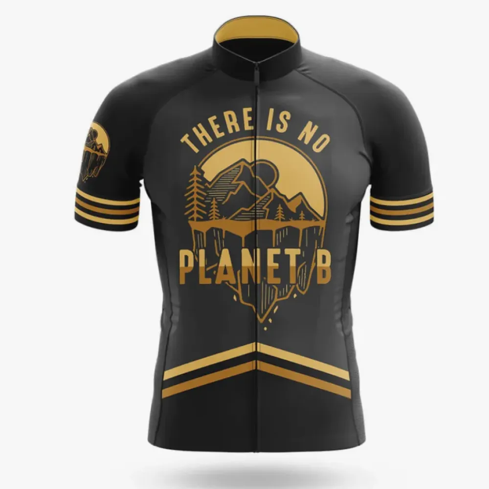 Cycling Jersey There Is No Planet B Black/Gold/Gray
