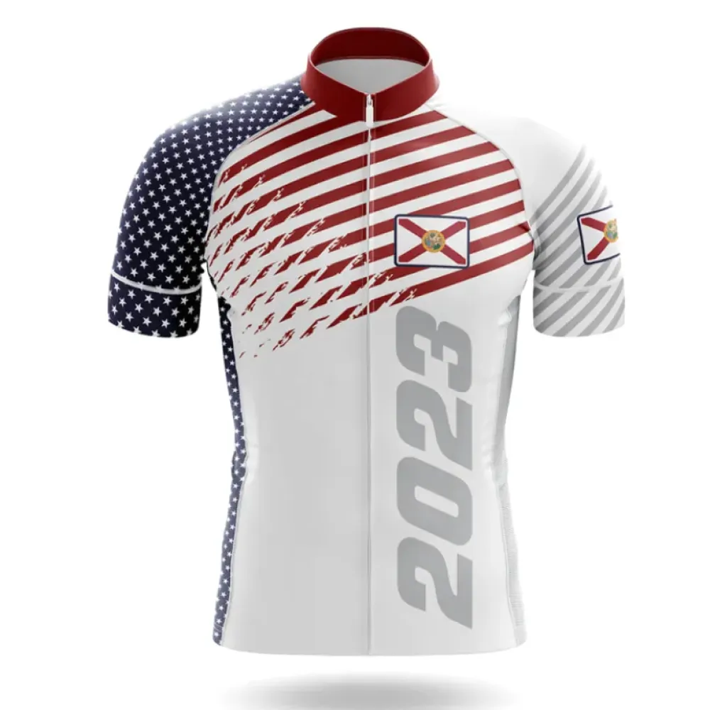 Florida 2023 V4 Cycling Jersey American Flag White/Red/Blue