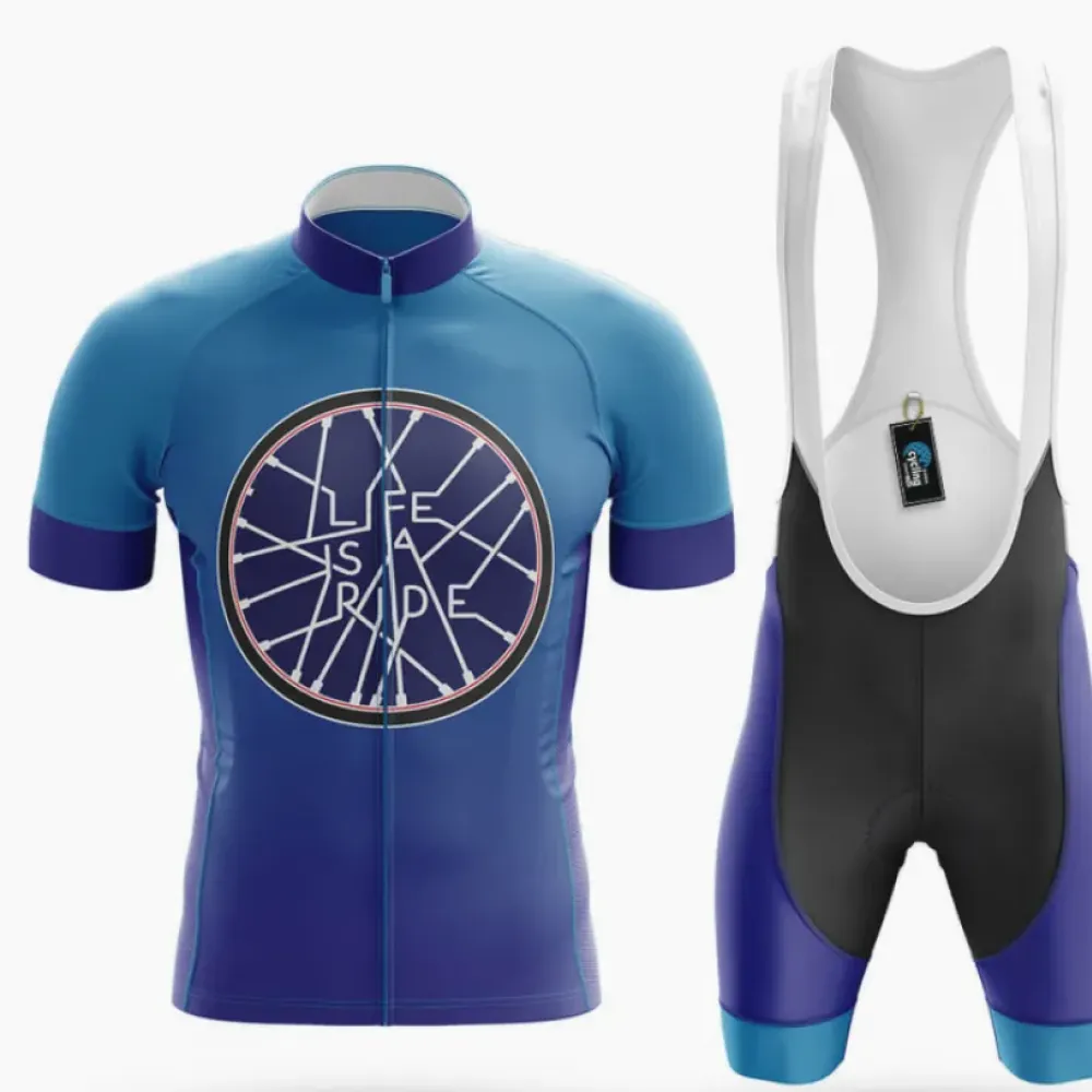 Life Is A Ride Cycling Kit Blue/White/Purple