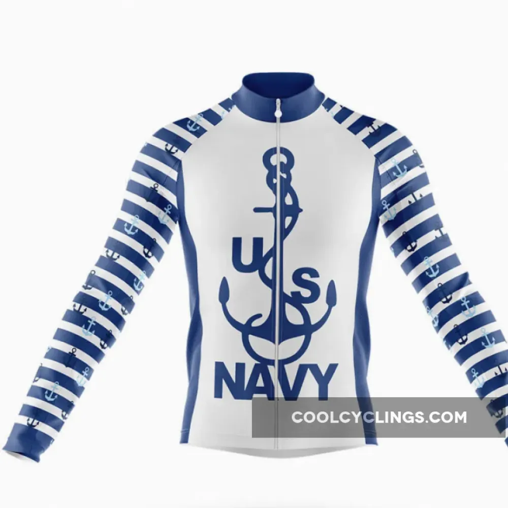 US Navy Long Sleeve Cycling Jersey Blue/White/Navy